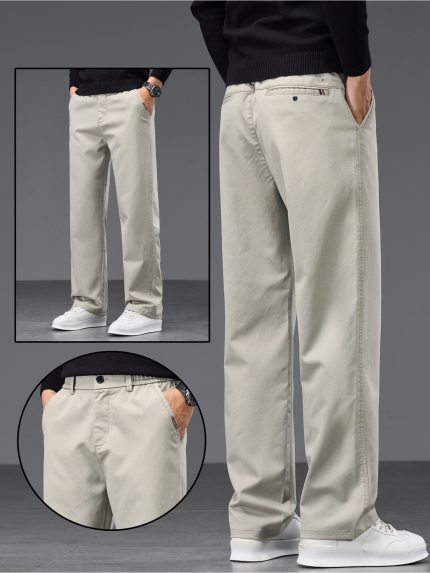 Men's Casual Pants, Versatile Business Style, Smooth and Draped, Trendy and Handsome with Embroidery, Multiple Colors Available, Solid Color Long Trousers, Men's Style, 2025 Autumnu002FWinter New Arrival