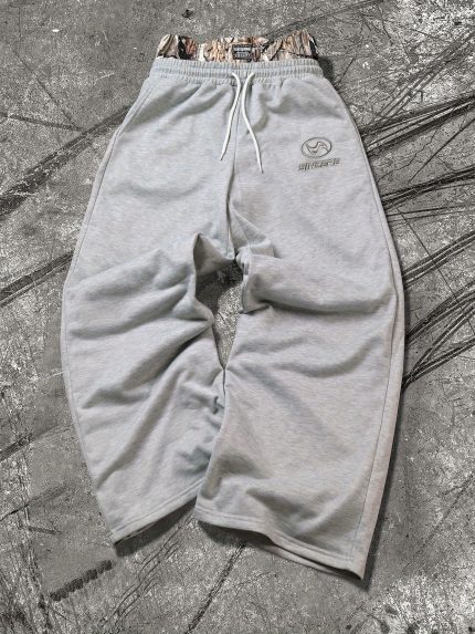 Men's Loose 2-in-1 Look Waistband Design Embroidered Loose Casual Trousers