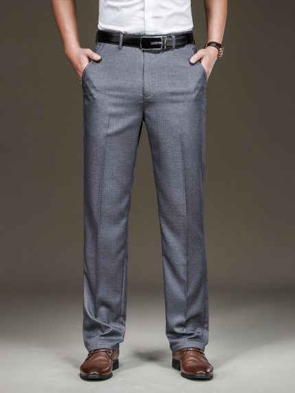 2025 Summer Lightweight Men's Casual Pants, Loose Straight-Leg Business Trousers for Middle-Aged Dads, Long Pants for Spring and Autumn